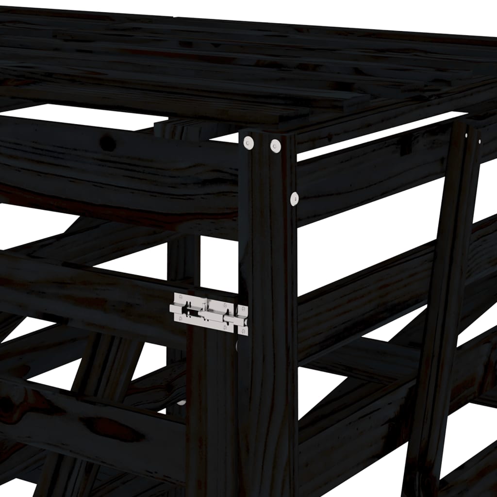 Copribidone Triplo Nero in Legno Massello di Pino | homemem39
