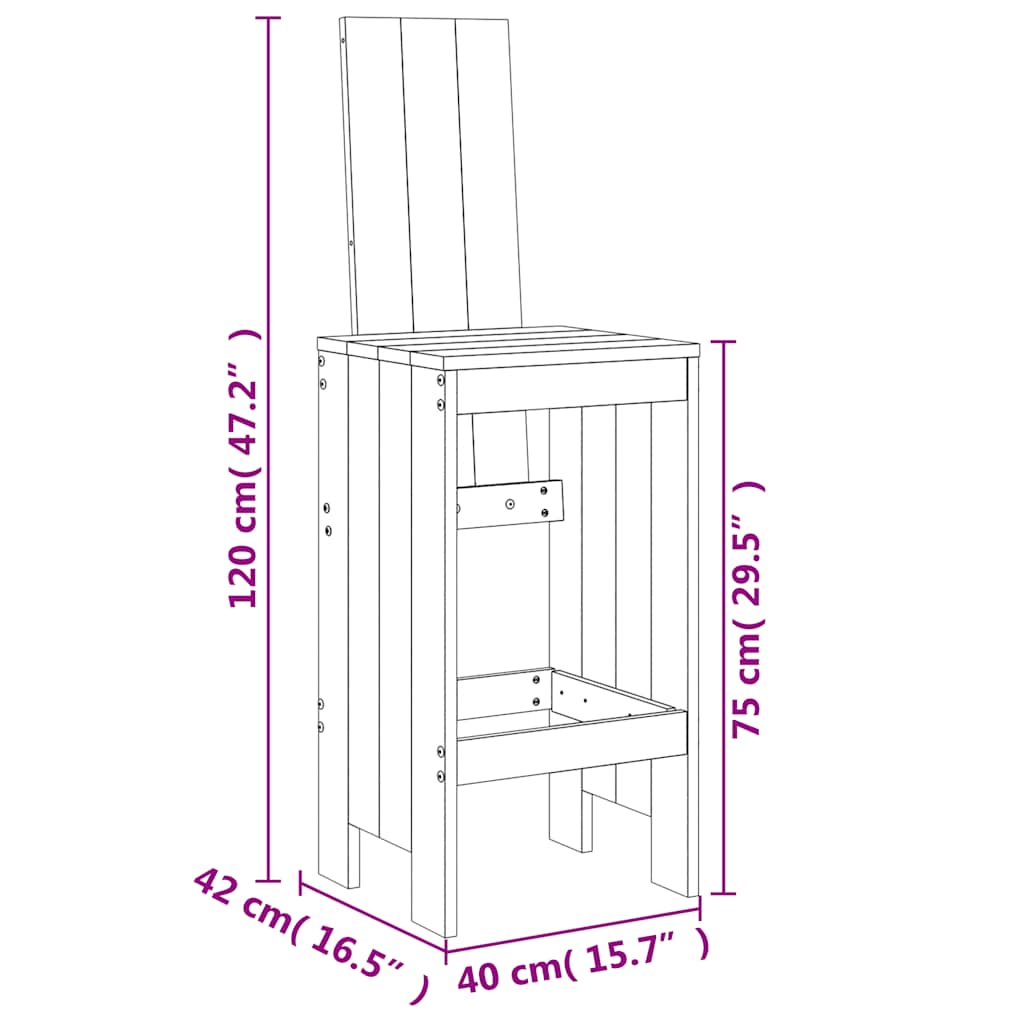 Set Bar da Giardino 9 pz Grigio in Legno Massello di Pino | homemem39