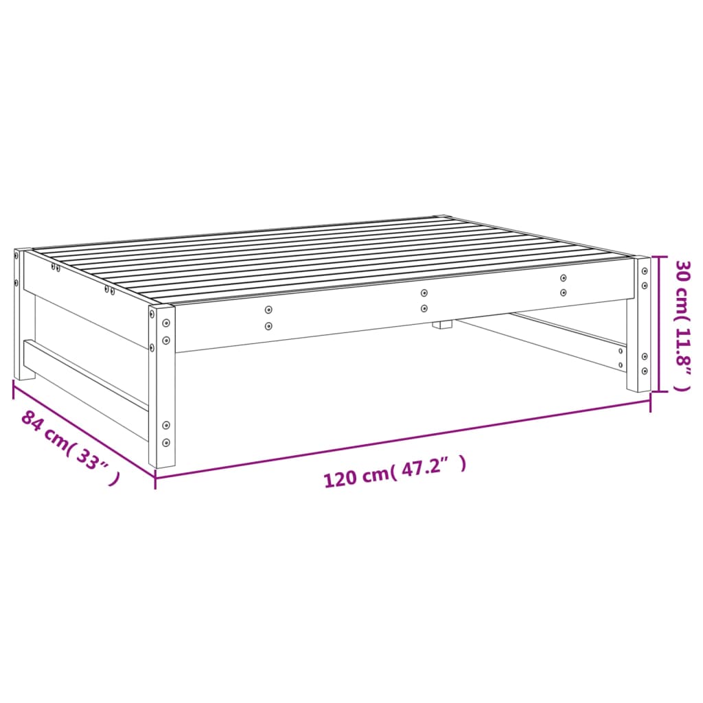 Poggiapiedi da Giardino 120x80 cm in Legno Massello di Pino | homemem39
