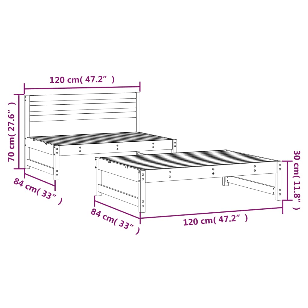 Set Salotto da Giardino 2 pz in Legno Massello di Douglas | homemem39