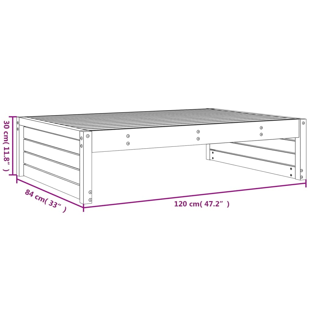 Poggiapiedi da Giardino 120x80 cm Legno Massello di Pino Nero | homemem39