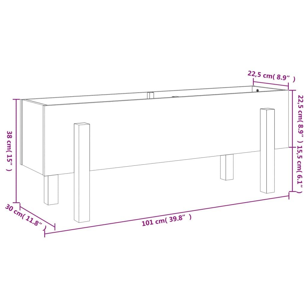 Fioriera Rialzata da Giardino Bianca 101x30x38 cm Massello Pino | homemem39