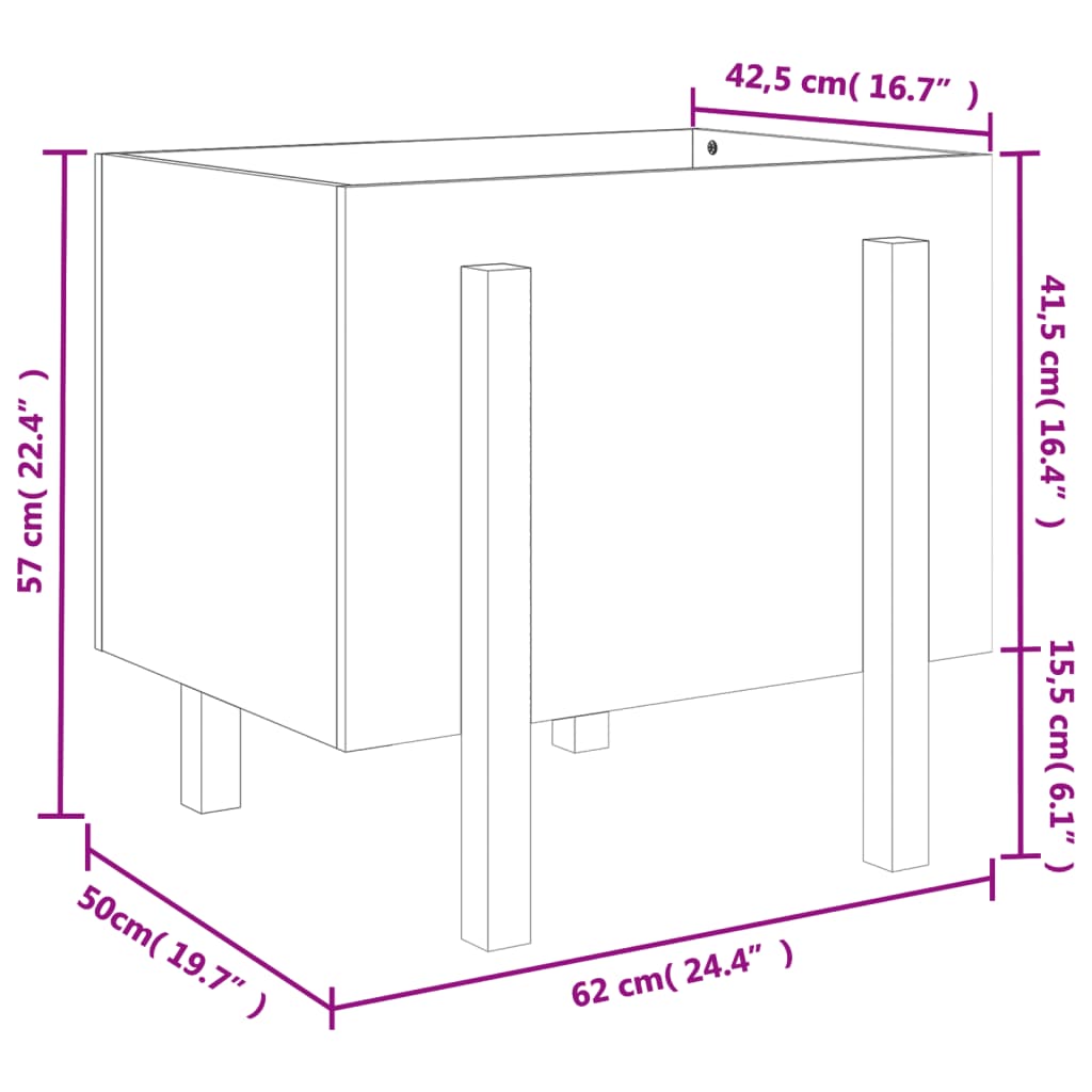 Fioriera da Giardino Grigia 62x50x57 cm Legno Massello di Pino | homemem39