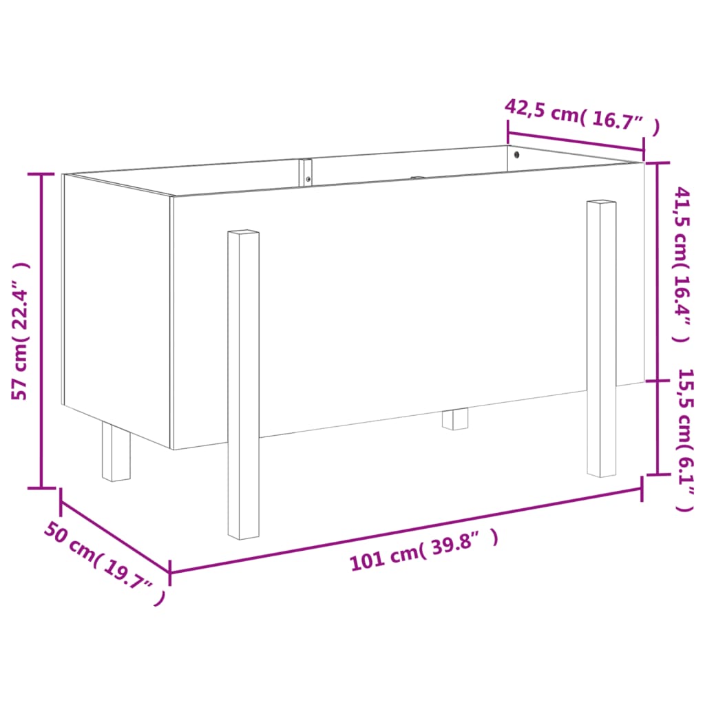 Fioriera Rialzata Giardino 101x50x57 cm Legno Massello Douglas | homemem39