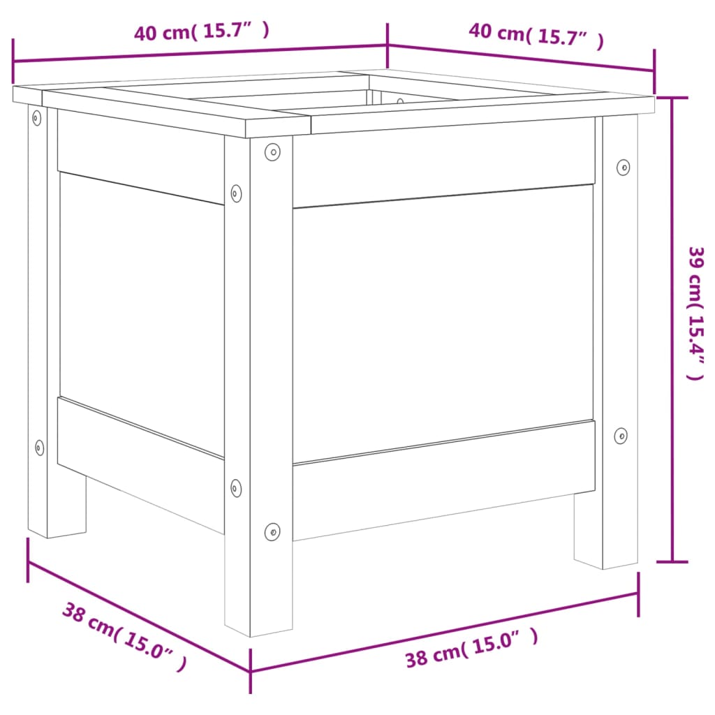 Fioriera da Giardino 40x40x39 cm in Legno Massello di Pino | homemem39