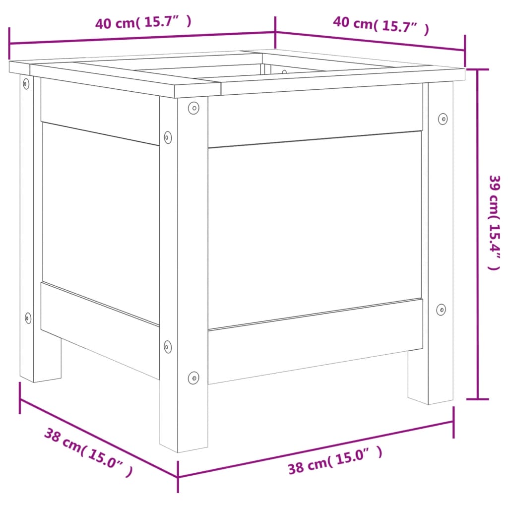 Fioriera da Giardino Grigia 40x40x39 cm Legno Massello di Pino | homemem39