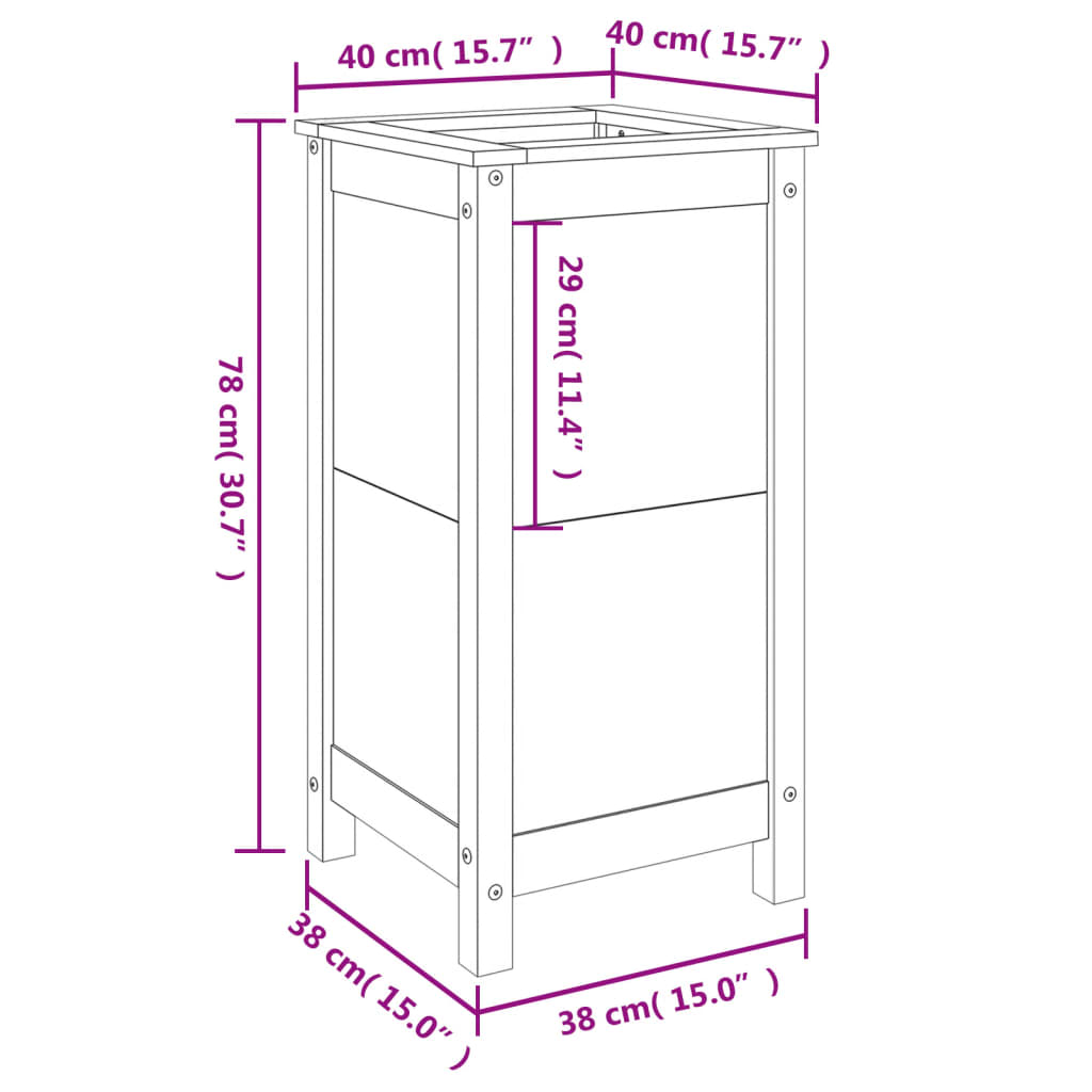 Fioriera da Giardino Grigia 40x40x78 cm Legno Massello di Pino | homemem39