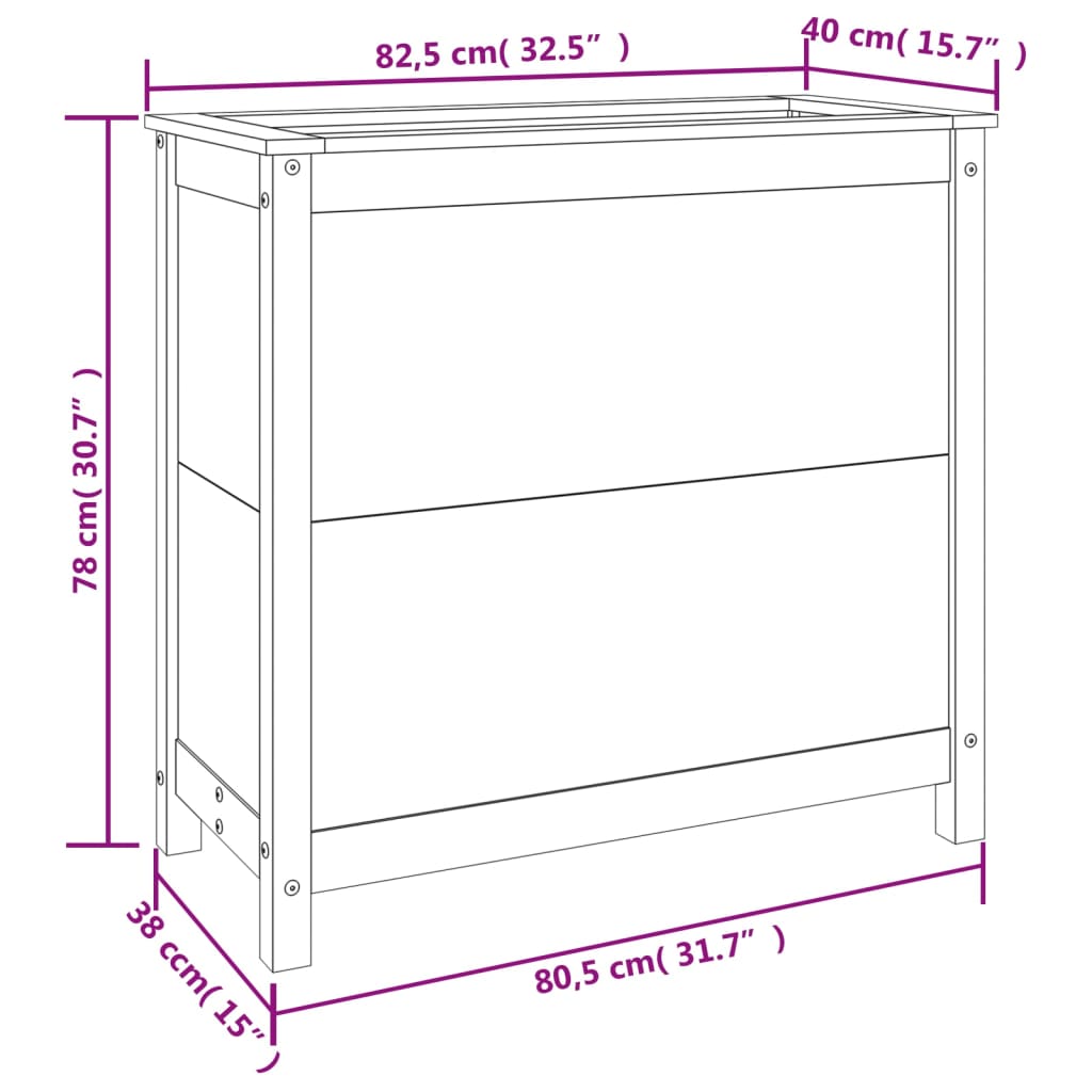 Fioriera da Giardino 82,5x40x78 cm in Legno Massello di Pino | homemem39