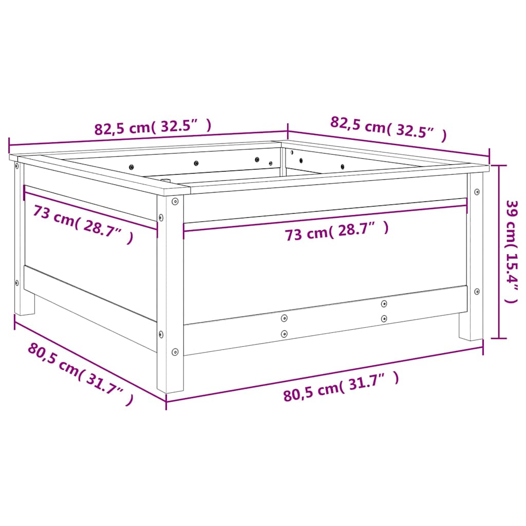 Fioriera da Giardino Ambra 82,5x82,5x39 cm Legno Massello Pino | homemem39