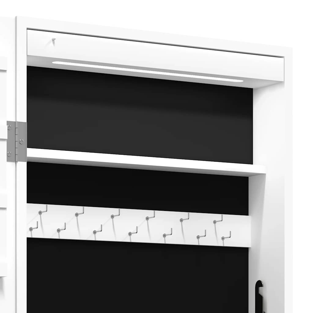 Armadio Portagioie a Specchio con Luci LED a Parete Bianco | homemem39