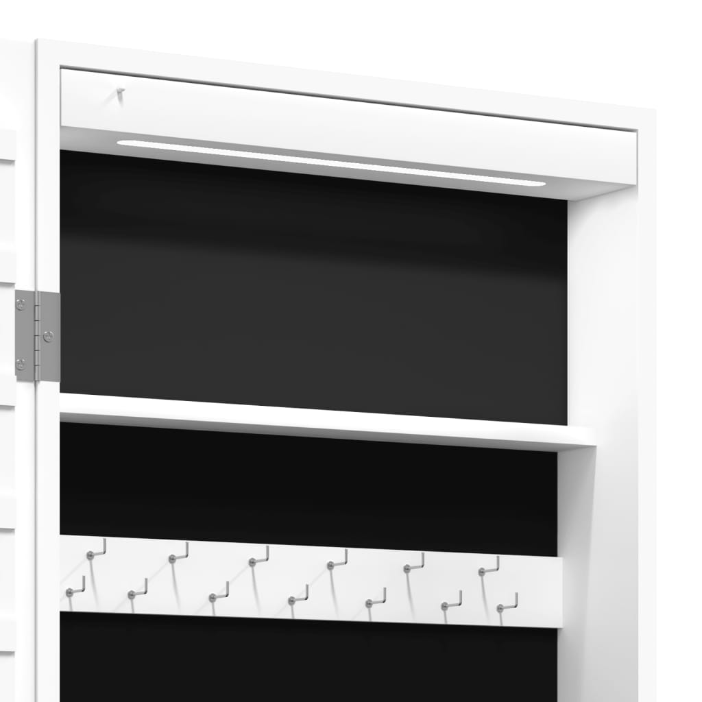 Armadio Portagioie a Specchio con Luci LED a Parete Bianco | homemem39