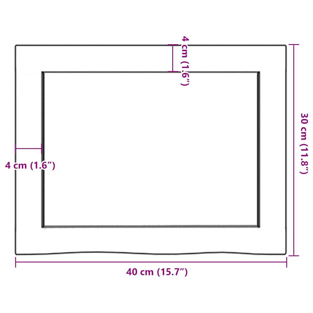 Ripiano a Parete 40x30x(2-6) cm Massello Rovere Non Trattato