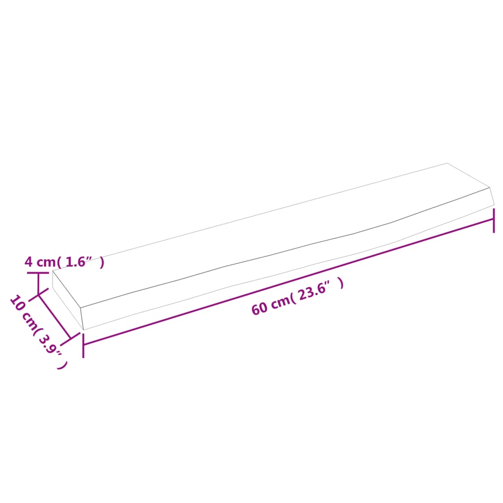 Ripiano a Parete 60x10x4 cm Legno Massello Rovere Non Trattato | homemem39