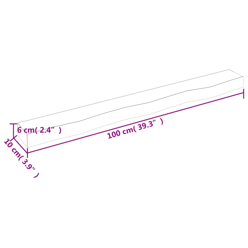 Ripiano a Parete 100x10x6 cm Legno Massello Rovere Non Trattato | homemem39