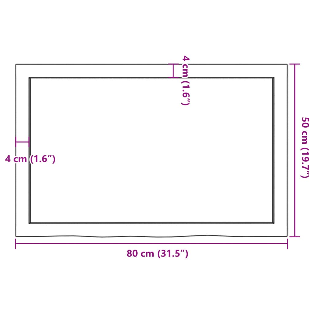 Ripiano Muro Marrone 80x50x(2-6) cm Massello Rovere Trattato | homemem39
