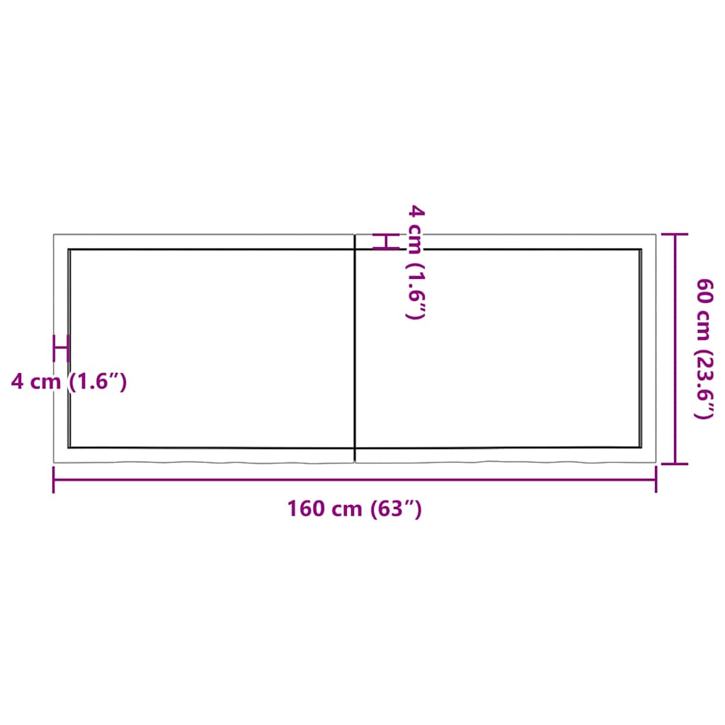 Ripiano Muro Marrone 160x60x(2-4) cm Massello Rovere Trattato | homemem39