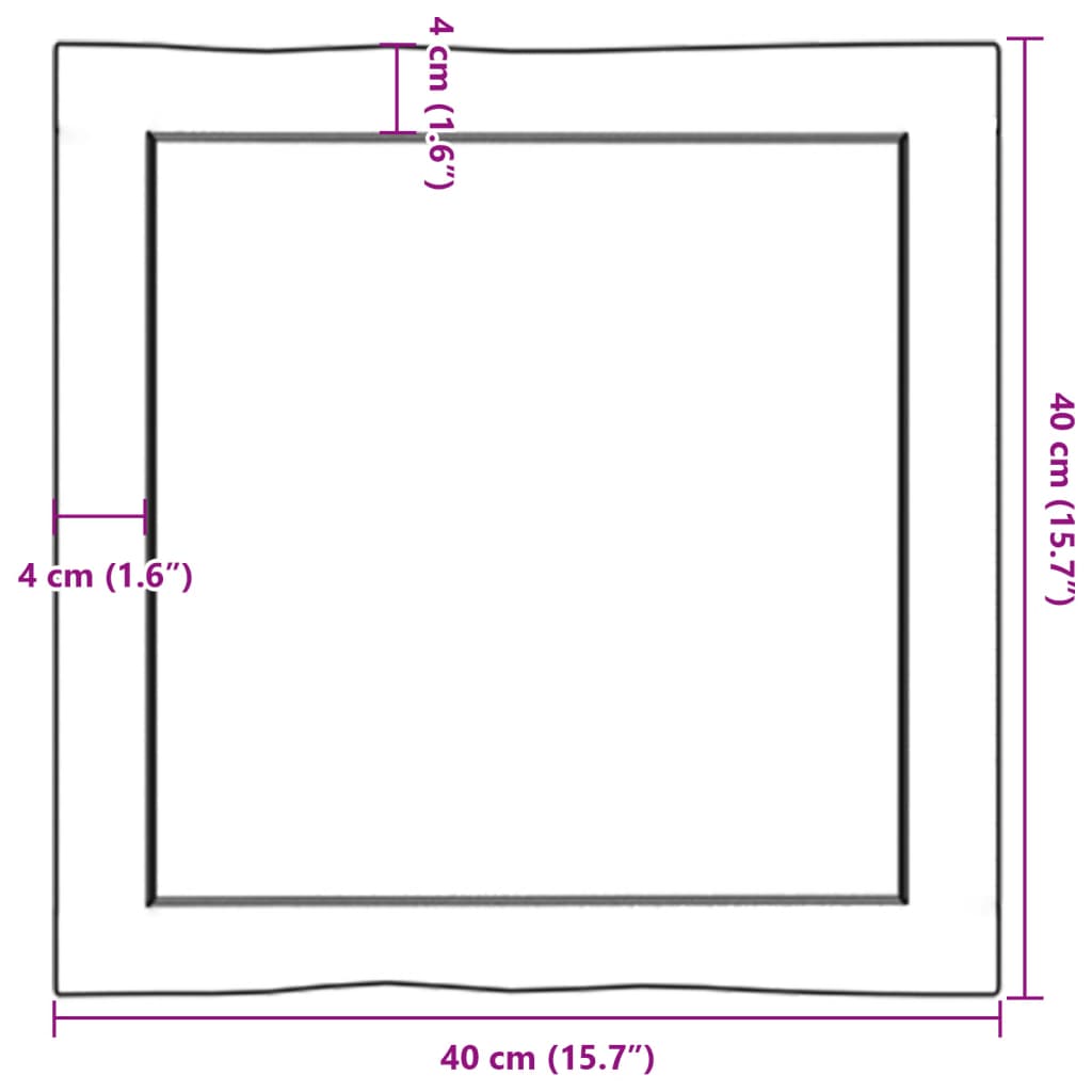 Piano per Tavolo 40x40x(2-4) cm Rovere Non Trattato Bordi Vivi | homemem39