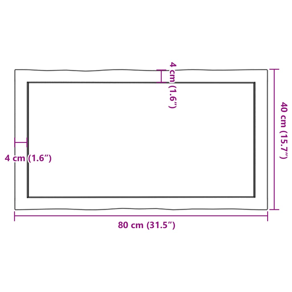 Piano per Tavolo 80x40x(2-6) cm Rovere Non Trattato Bordi Vivi | homemem39