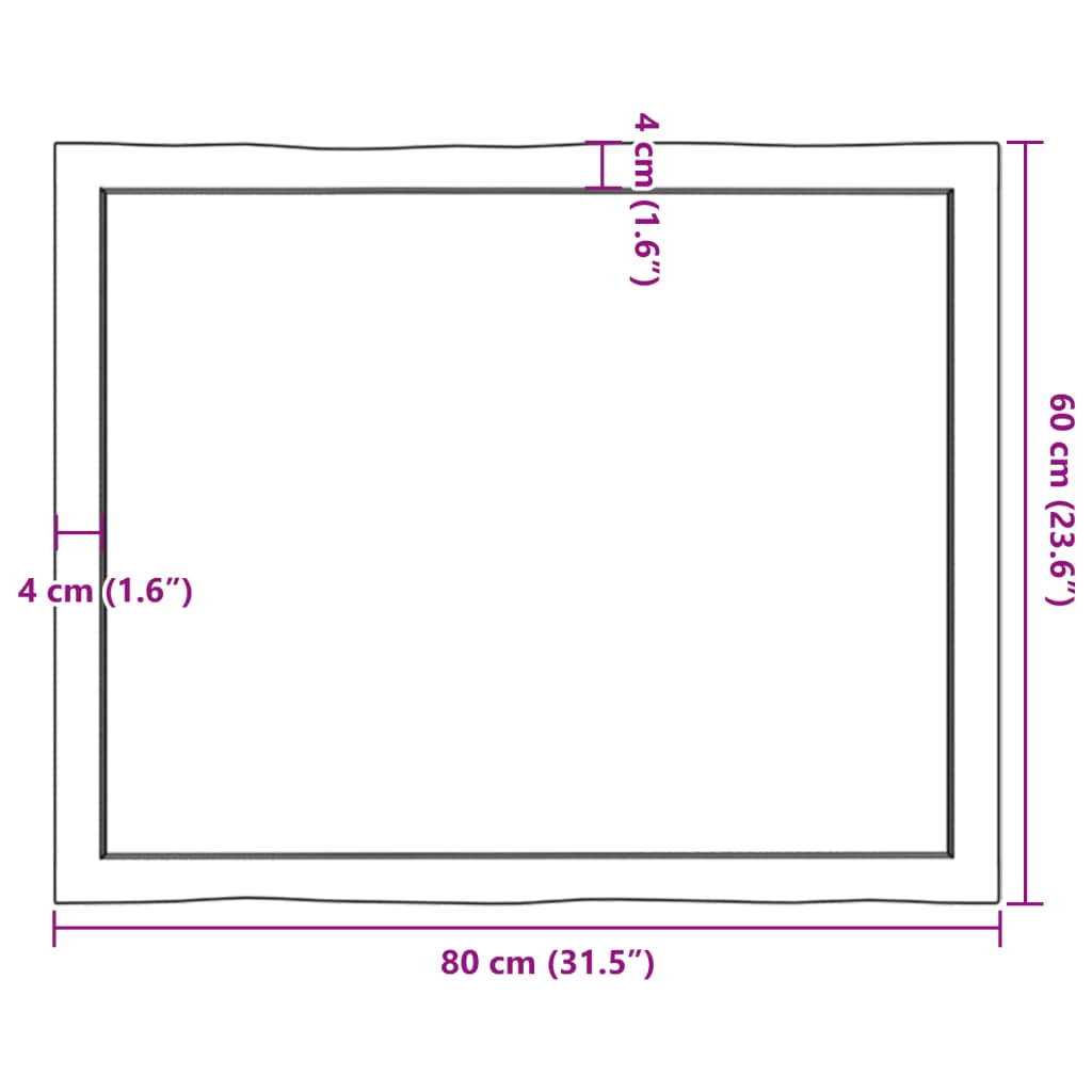Piano per Tavolo 80x60x(2-4) cm Rovere Non Trattato Bordi Vivi | homemem39