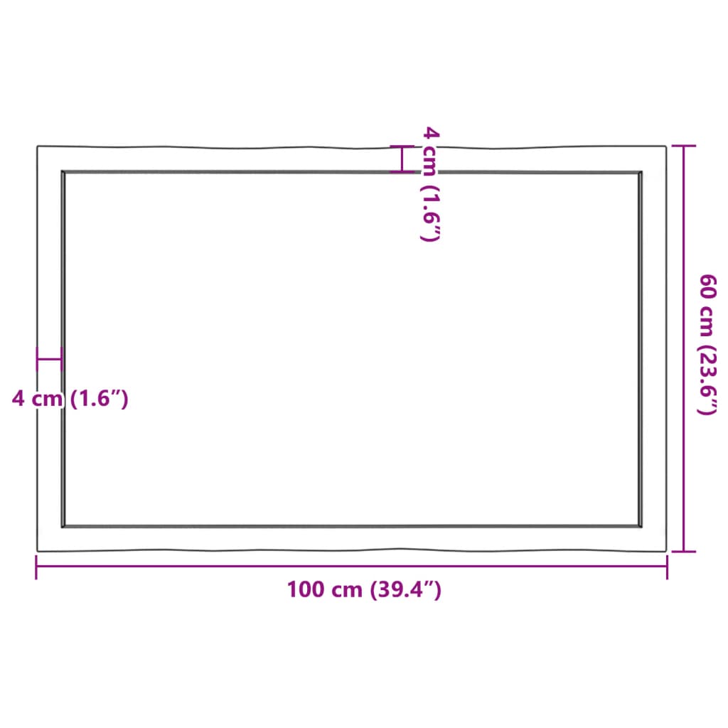 Piano per Tavolo 100x60x(2-4) cm Rovere Non Trattato Bordi Vivi | homemem39