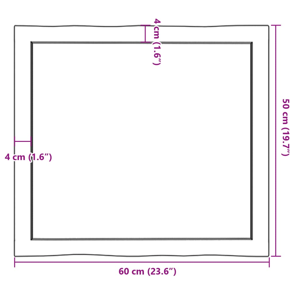 Piano Tavolo Marrone Chiaro 60x50x(2-4) cm Rovere Non Trattato | homemem39