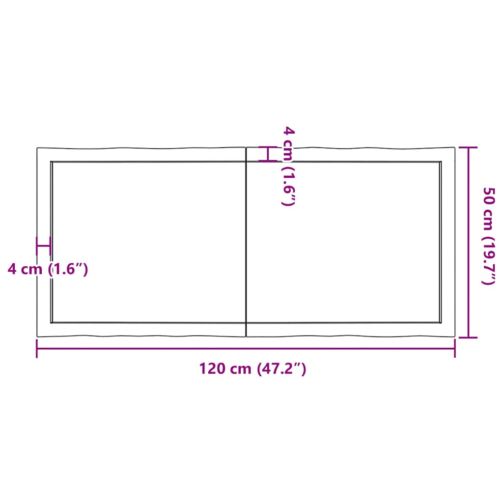 Piano Tavolo Marrone Chiaro 120x50x(2-6) cm Rovere Non Trattato | homemem39