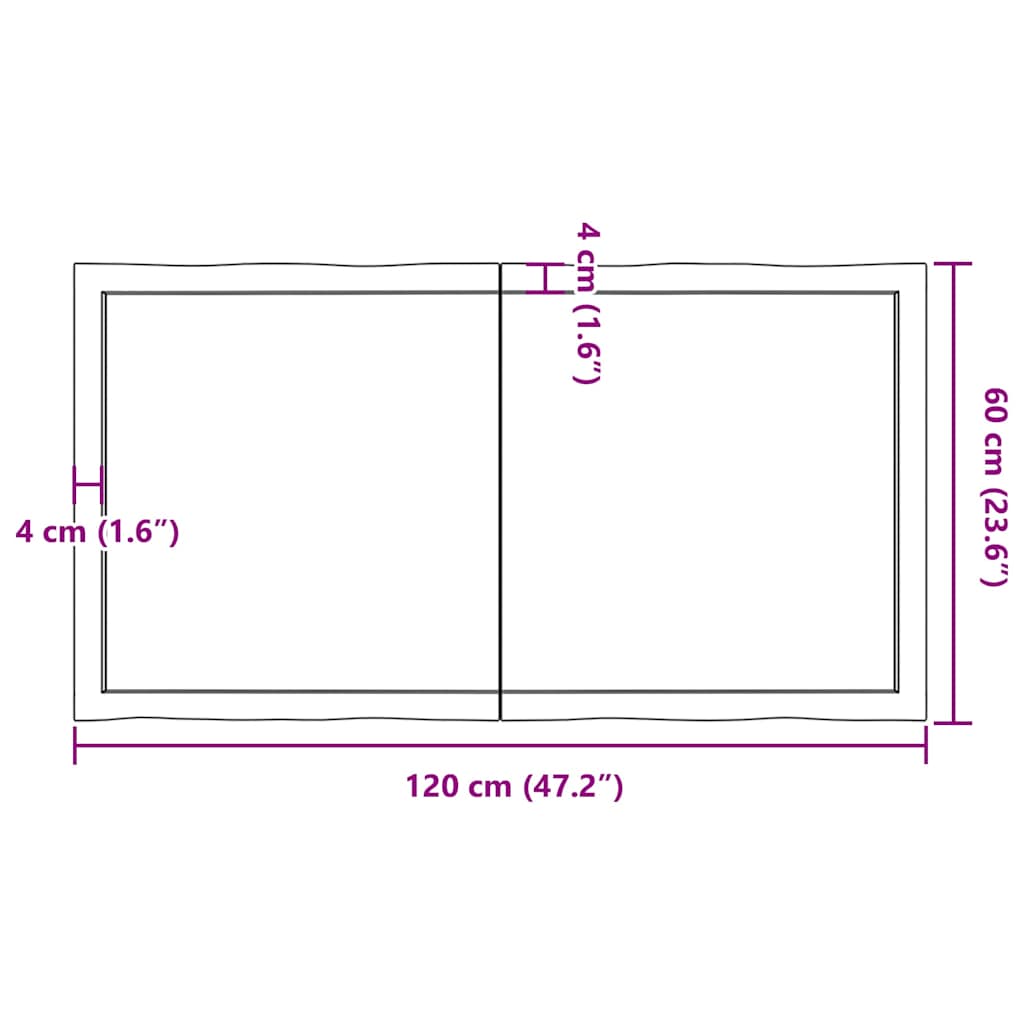 Piano Tavolo Marrone Chiaro 120x60x(2-4) cm Rovere Non Trattato | homemem39