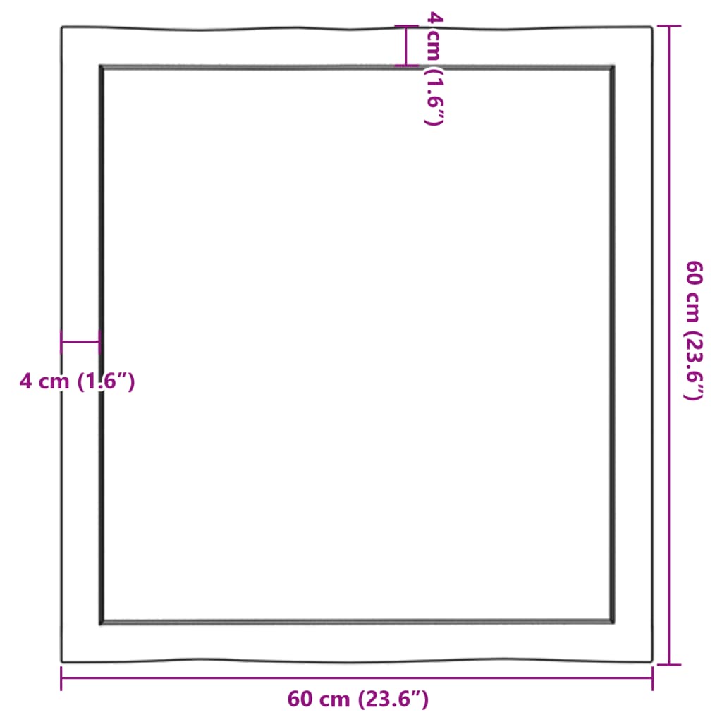 Piano Tavolo Marrone Scuro 60x60x(2-4)cm in Rovere Non Trattato | homemem39