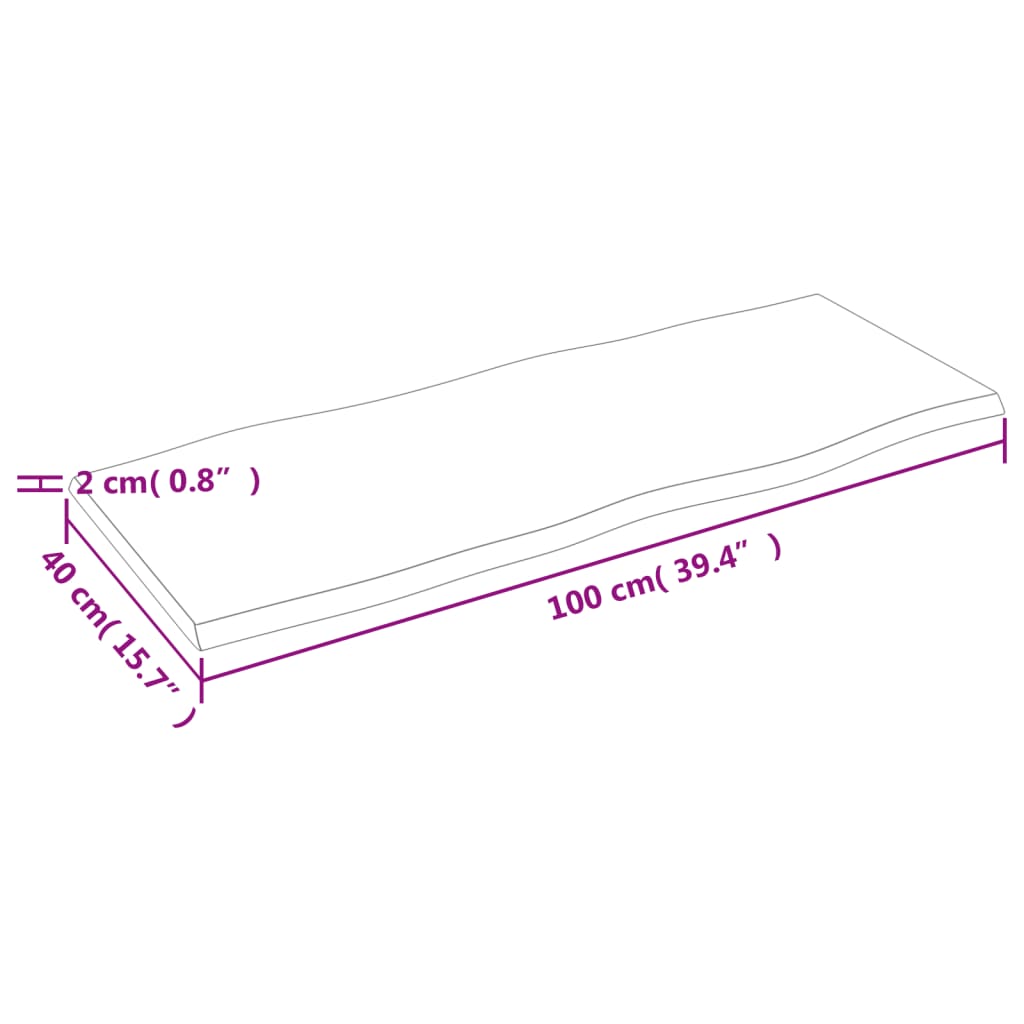 Piano Tavolo Marrone Scuro 100x40x2 cm in Rovere Non Trattato | homemem39