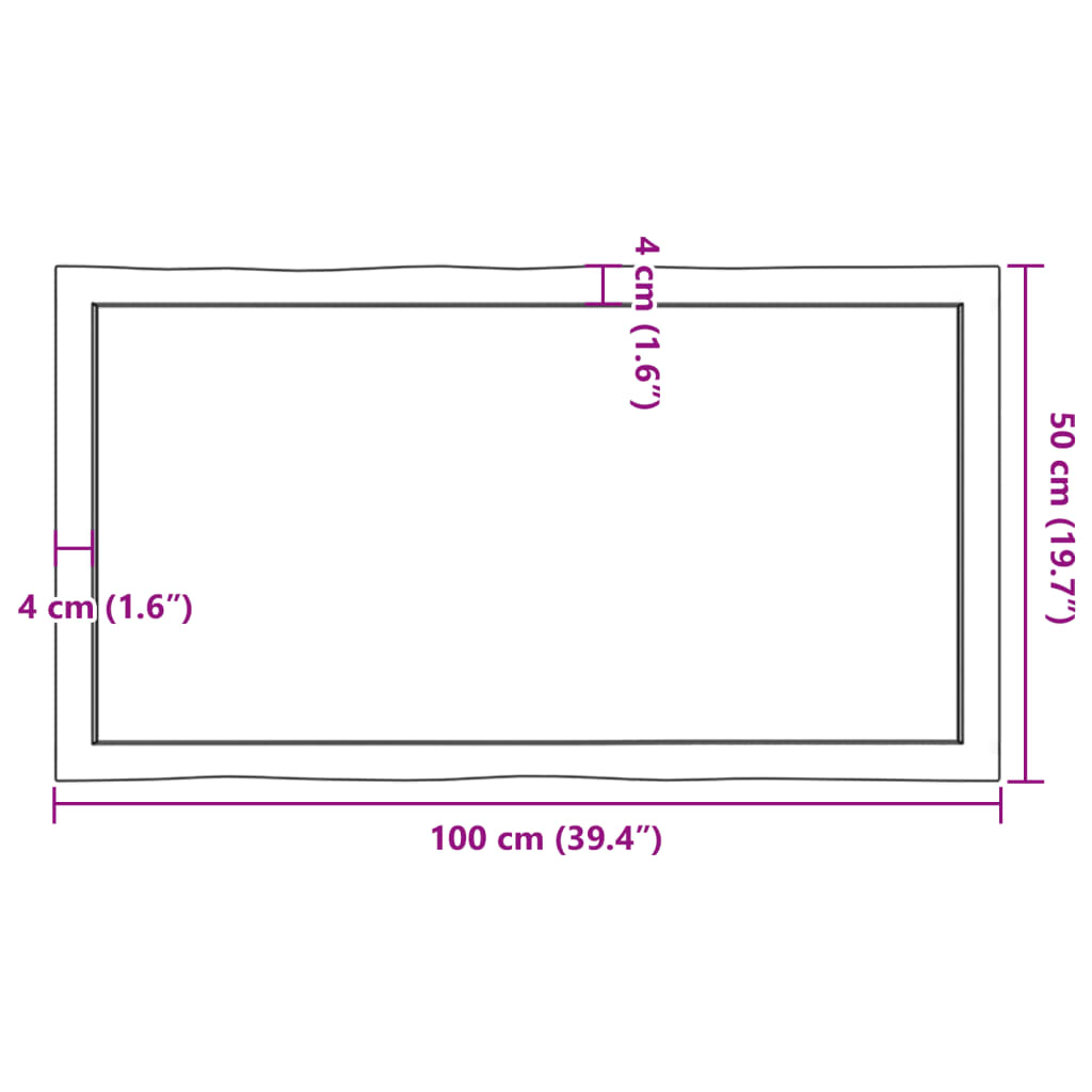 Piano Tavolo Marrone Scuro 100x50x(2-6)cm Rovere Non Trattato | homemem39