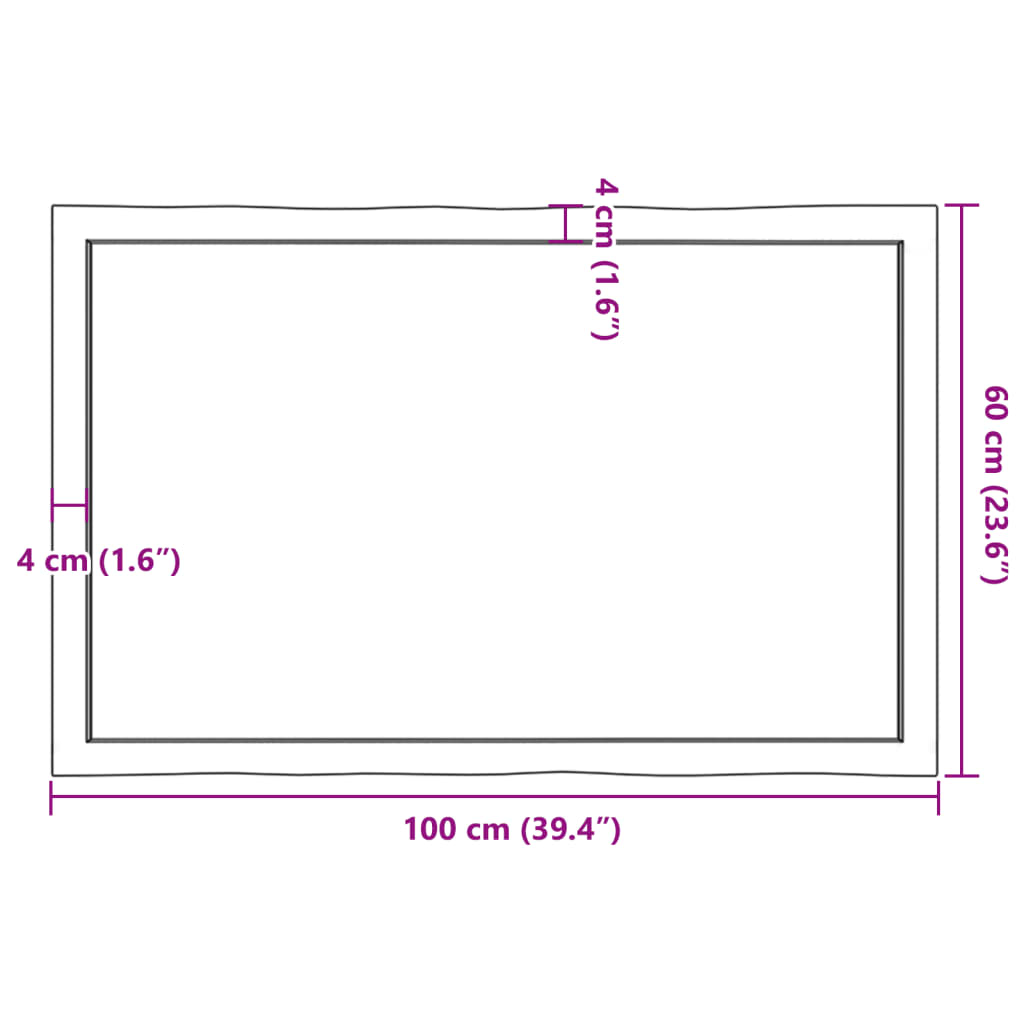 Piano Tavolo Marrone Scuro 100x60x(2-6)cm Rovere Non Trattato | homemem39