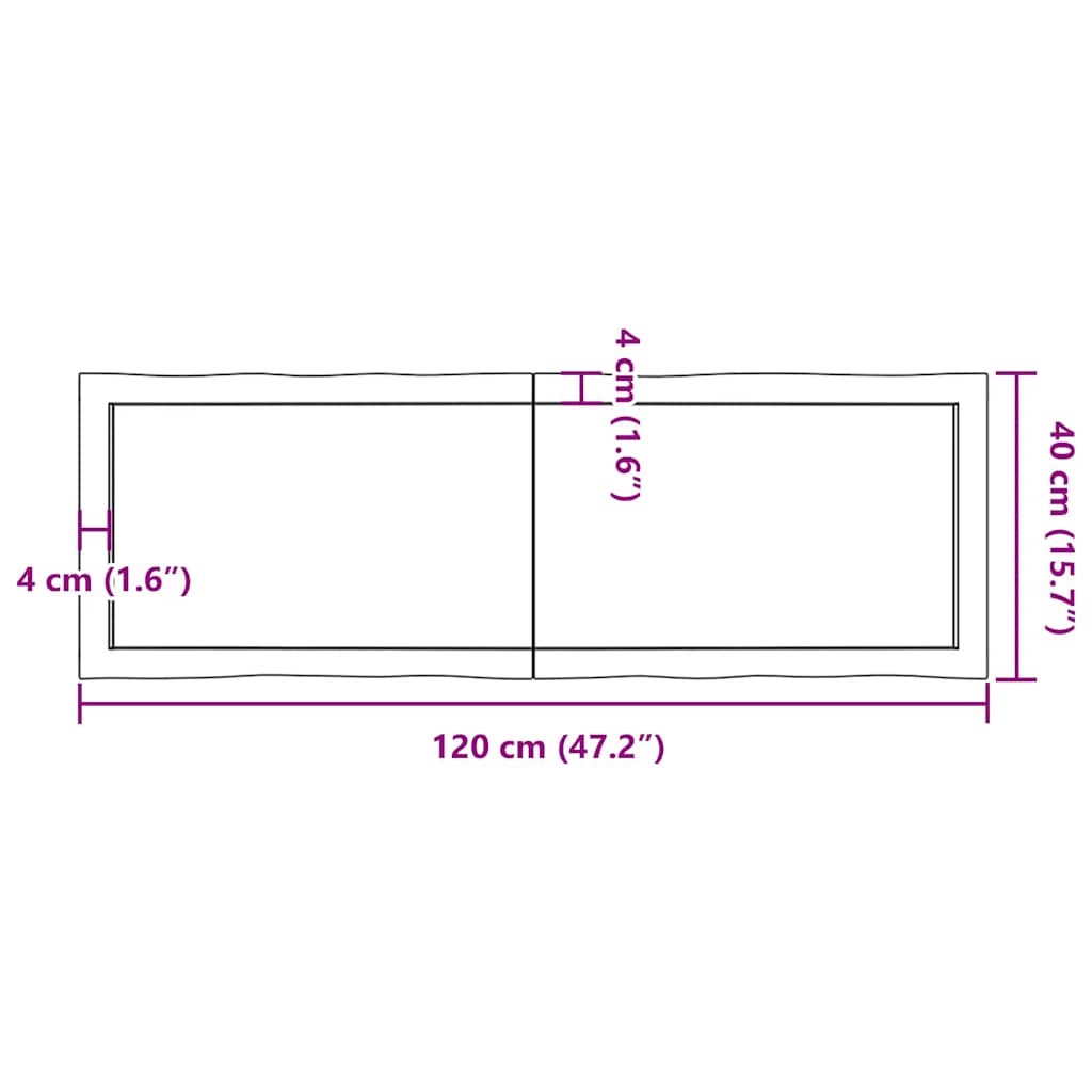 Piano Tavolo Marrone Scuro 120x40x(2-6)cm Rovere Non Trattato | homemem39