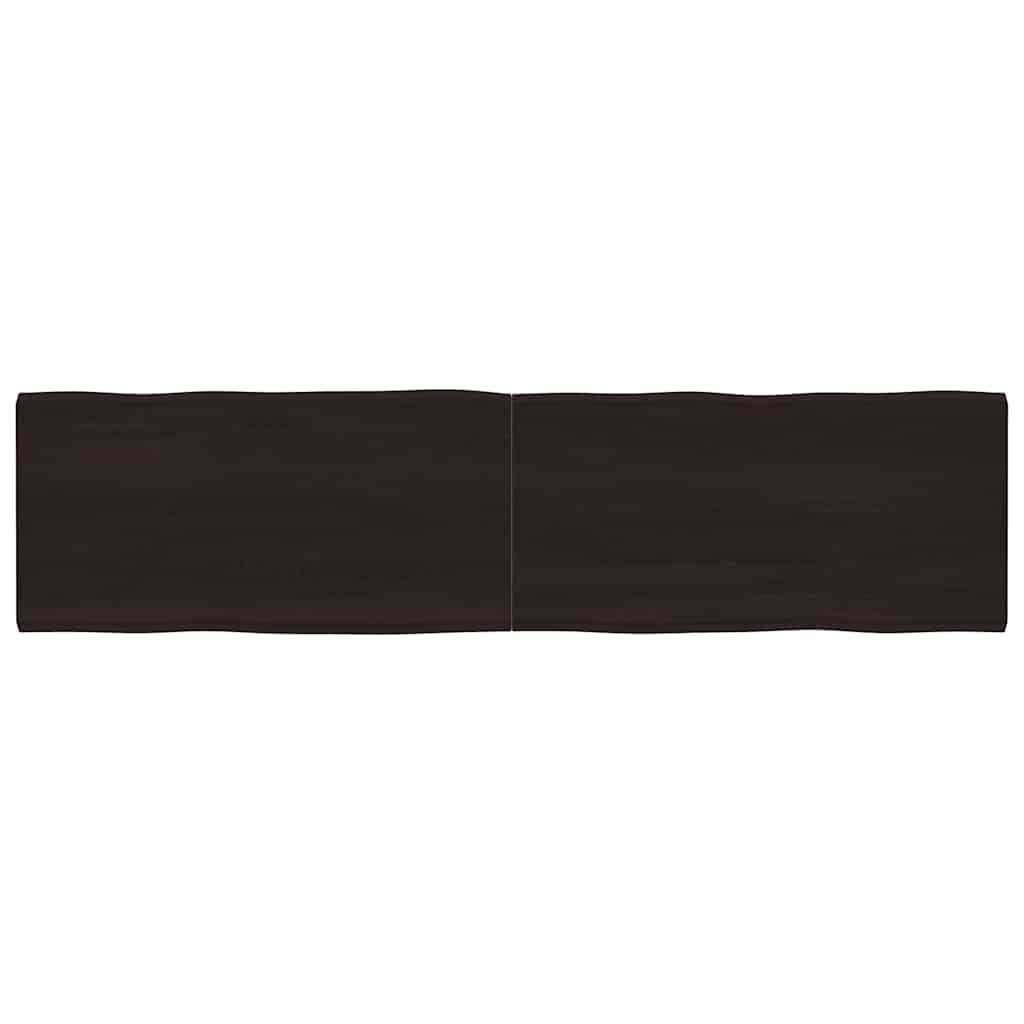 Piano Tavolo Marrone Scuro 200x50x(2-6) cm Rovere Non Trattato
