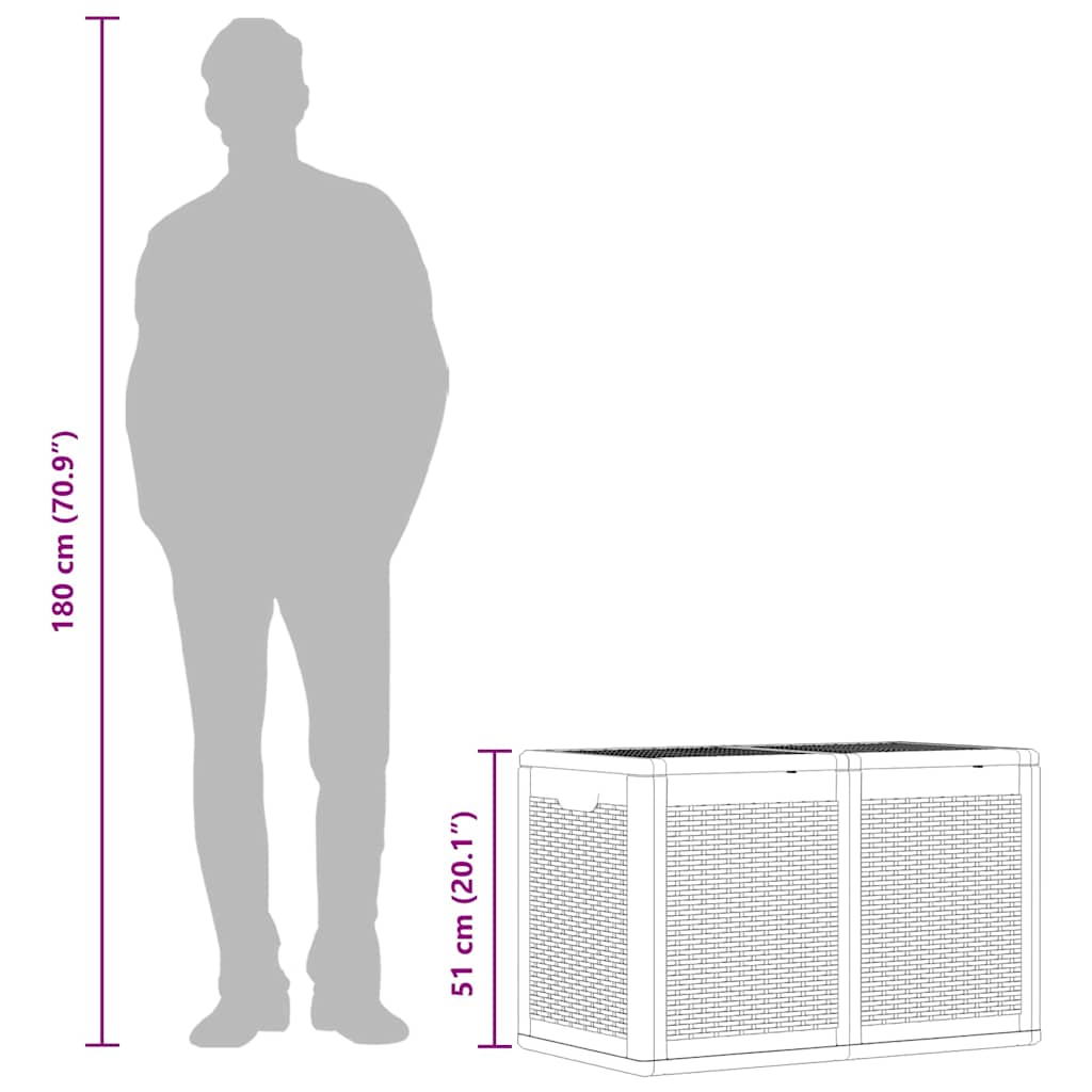 Contenitore da Giardino Grigio in Rattan PP 180 L - homemem39
