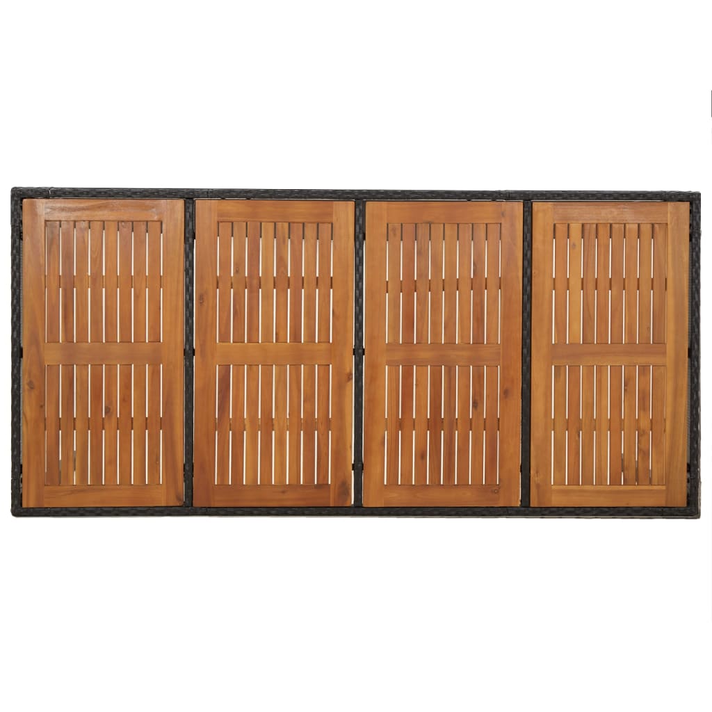 Set da Pranzo da Giardino 9 pz con Cuscini Nero in Polyrattan | homemem39