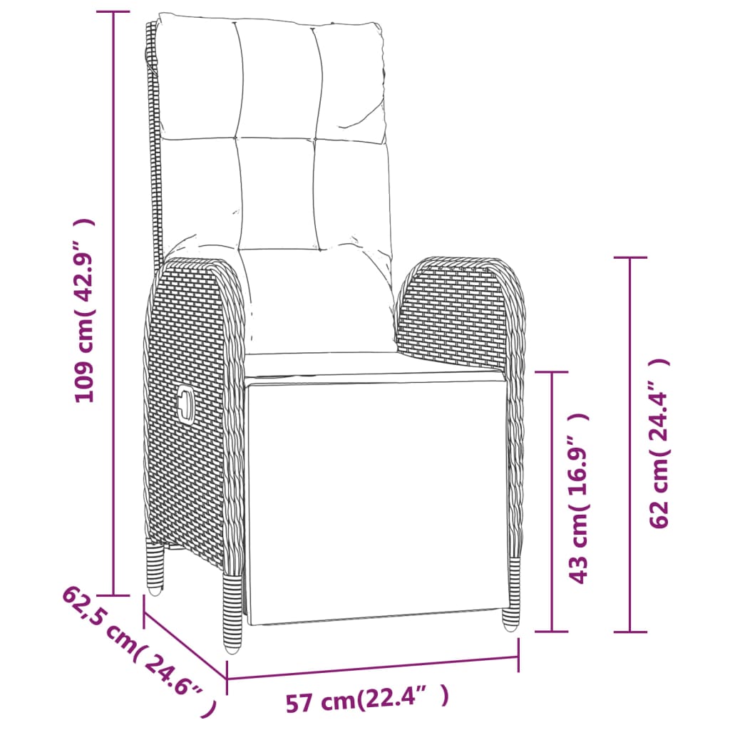 Set da Pranzo da Giardino 4 pz con Cuscini in Polyrattan Grigio | homemem39