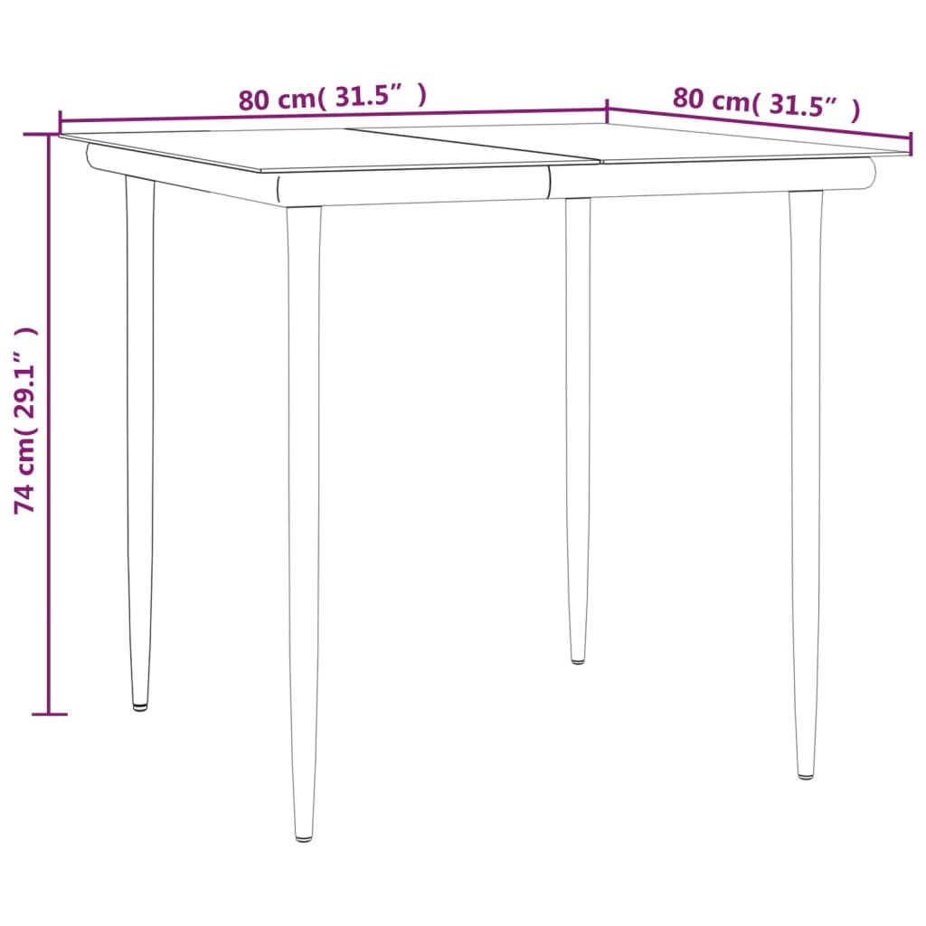 Set da Pranzo da Giardino 3 pz con Cuscini Nero in Polyrattan | homemem39