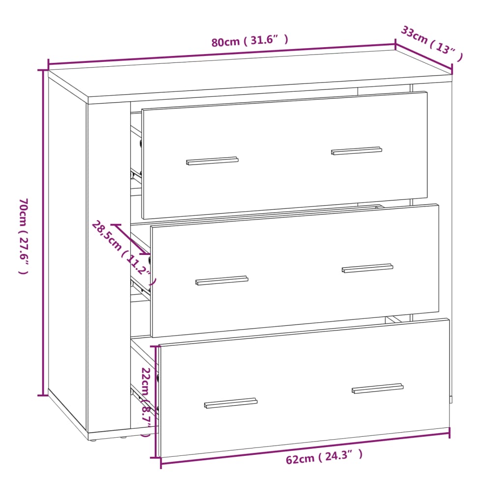 Credenza Grigio Cemento in Legno Multistrato | homemem39