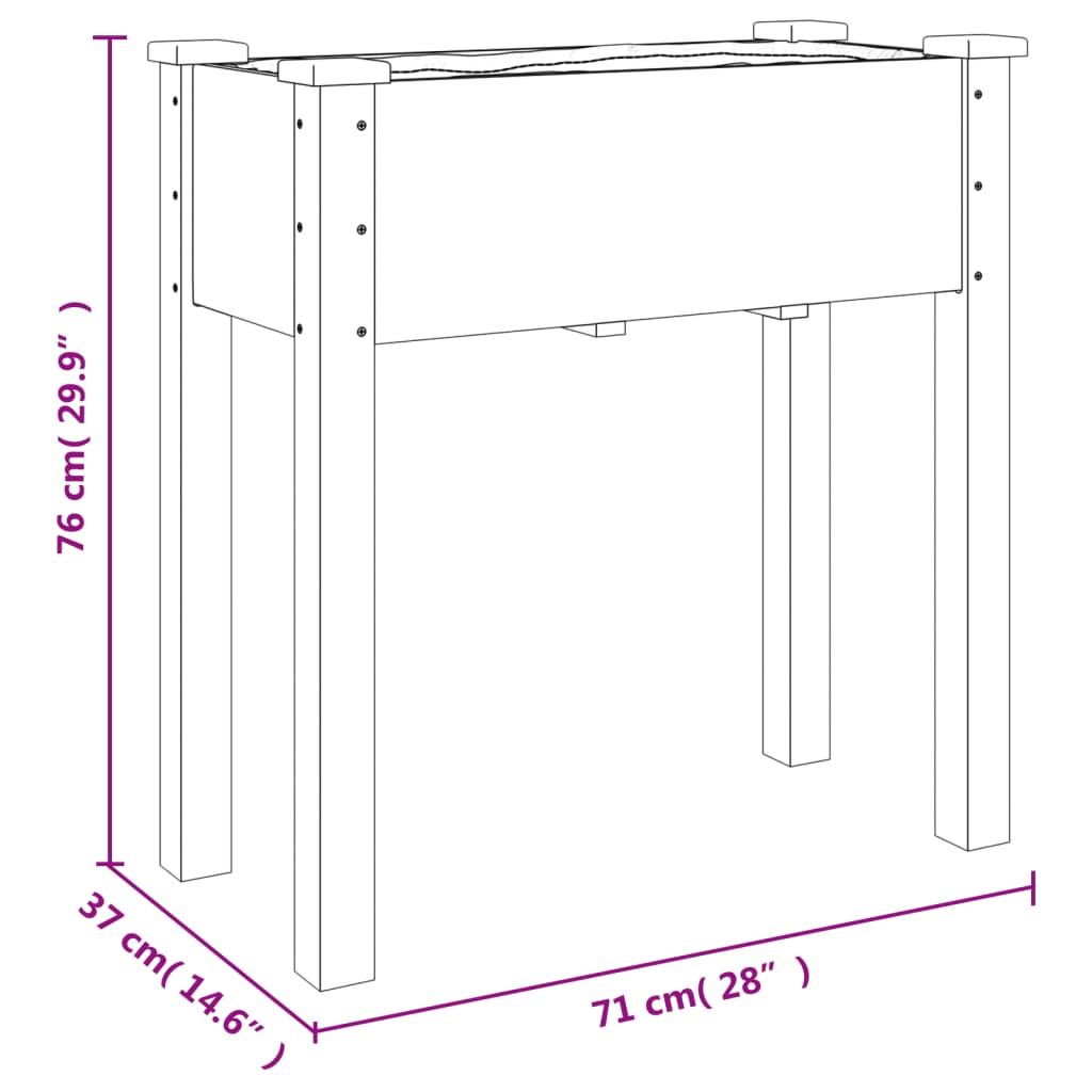 Fioriera con Fodera 71x37x76 cm Legno Massello di Abete | homemem39