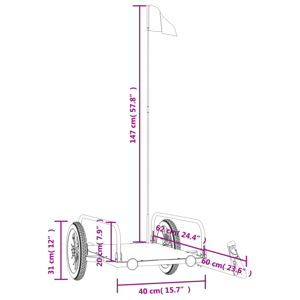 Rimorchio da Bici 122x53x31 cm in Ferro | homemem39