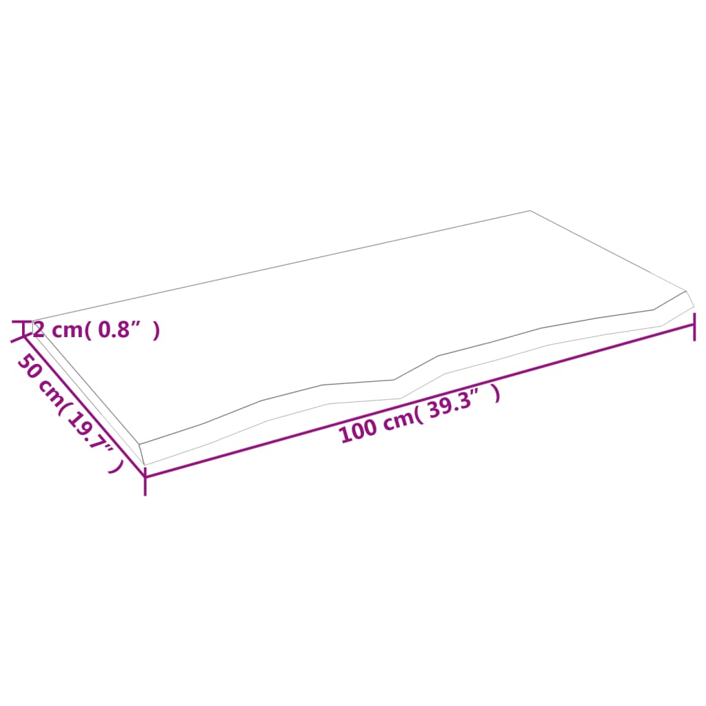Piano Tavolo Marrone Chiaro 100x50x2cm Rovere Massello Trattato | homemem39