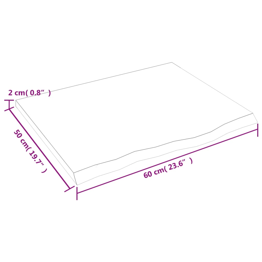Piano Tavolo Marrone Scuro 60x50x2cm Rovere Massello Trattato | homemem39