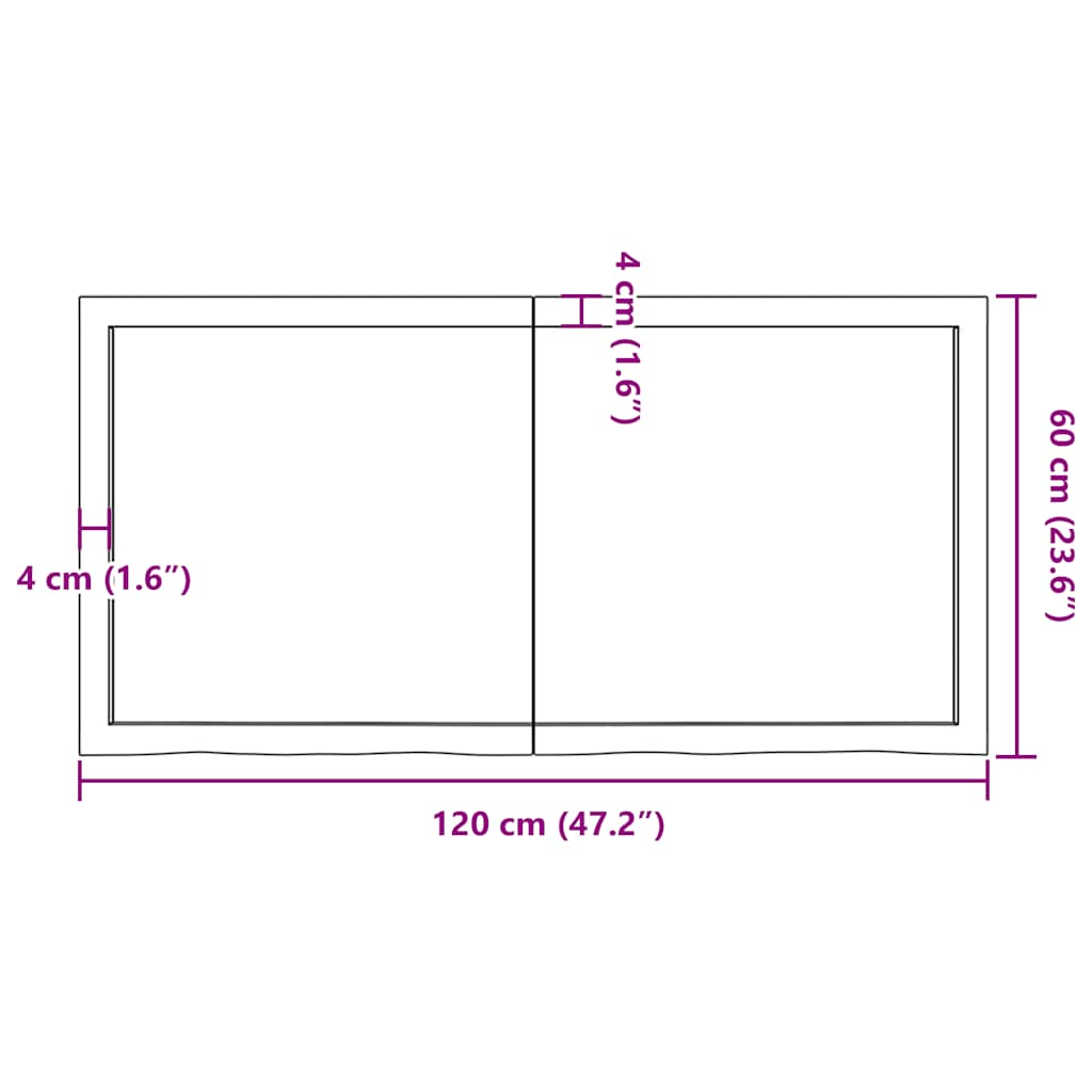 Piano Tavolo Marrone 120x60x(2-6) cm Rovere Massello Trattato