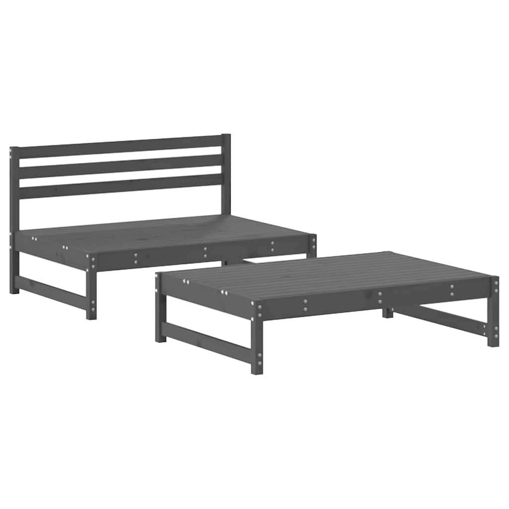 Set Divani da Giardino 2pz con Cuscini in Legno Massello Grigio | homemem39