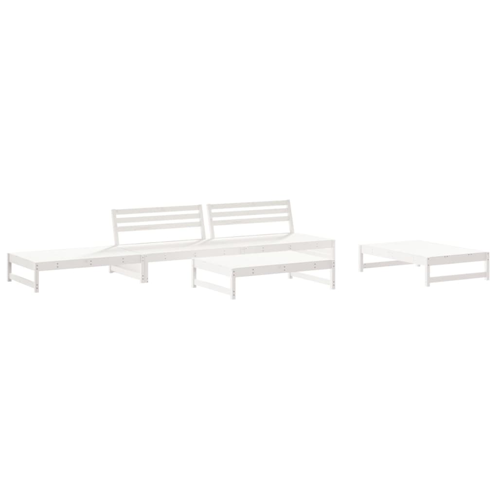Set Divani da Giardino 6pz con Cuscini in Legno Massello Bianco | homemem39