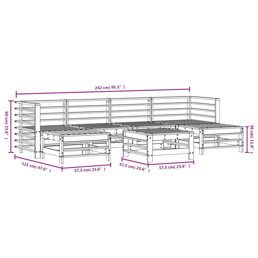 Set Salotto da Giardino 7 pz in Legno Impregnato di Pino | homemem39