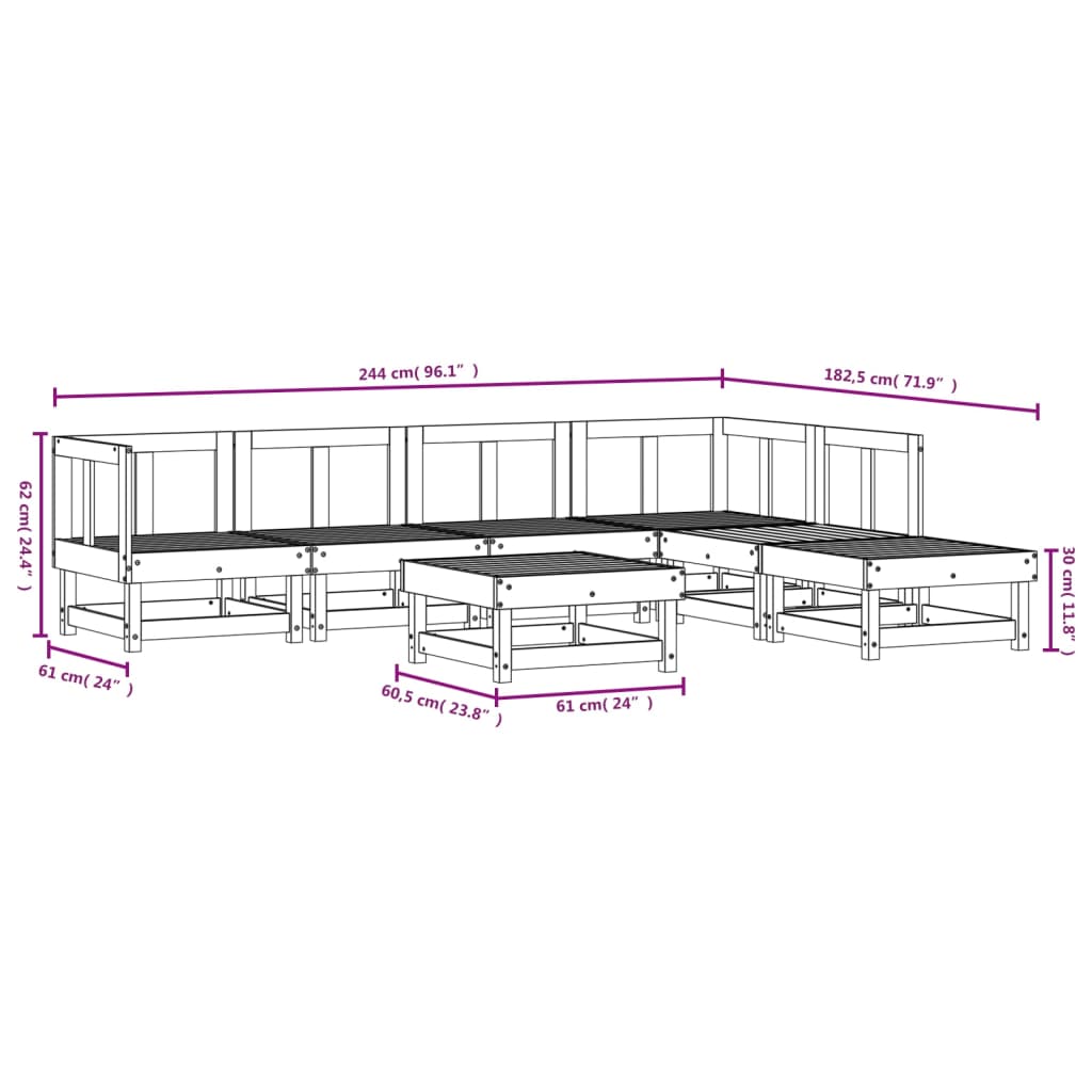 Set Salotto da Giardino 7 pz in Legno Impregnato di Pino | homemem39