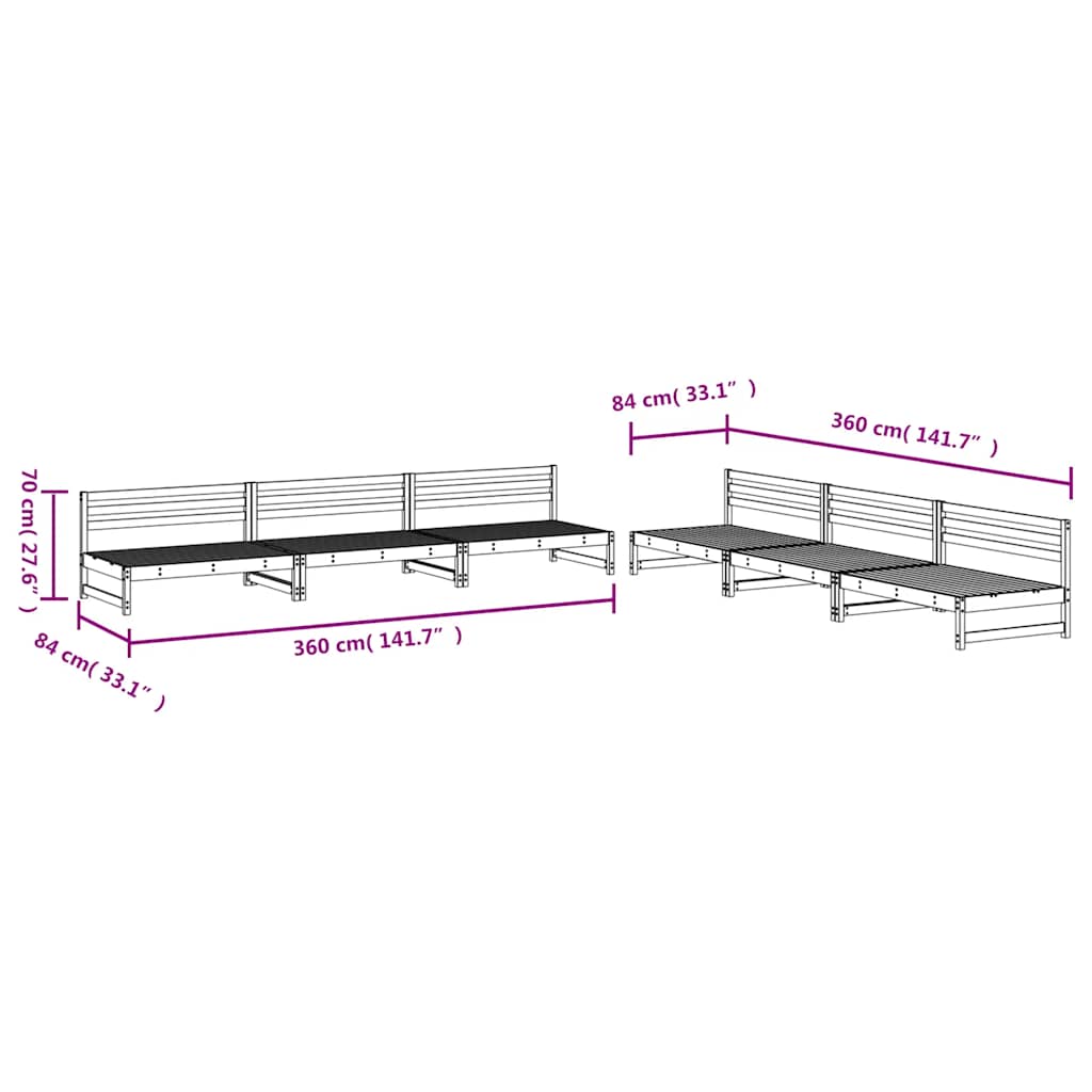 Set Salotto da Giardino 6 pz Bianco in Legno Massello di Pino | homemem39