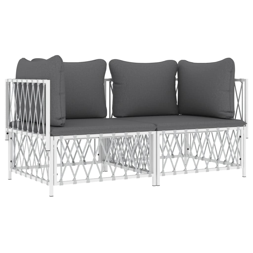 Set Salotto da Giardino 2 pz con Cuscini in Acciaio Bianco | homemem39