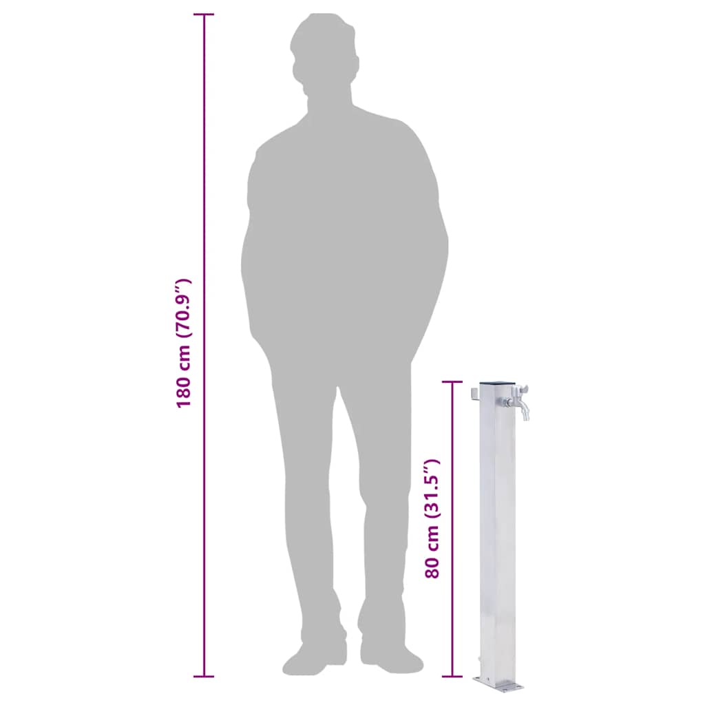 Colonna d'Acqua da Giardino 80 cm Acciaio Inox Quadrato - homemem39